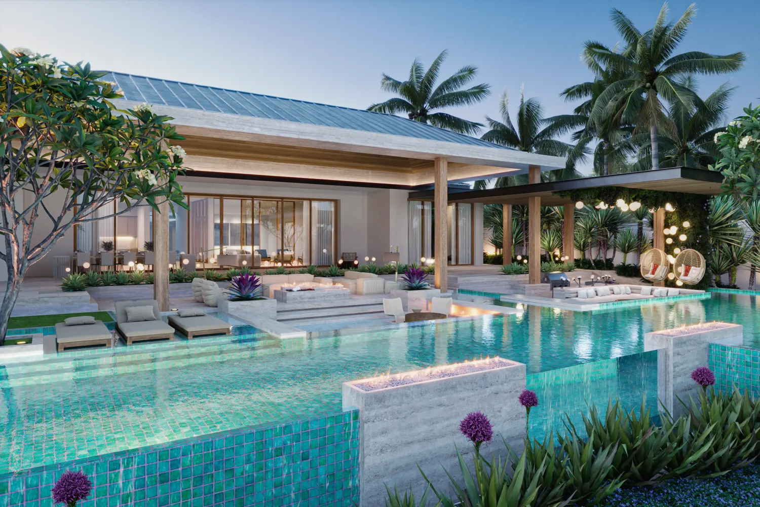 Residential swimming pool and outdoor living space